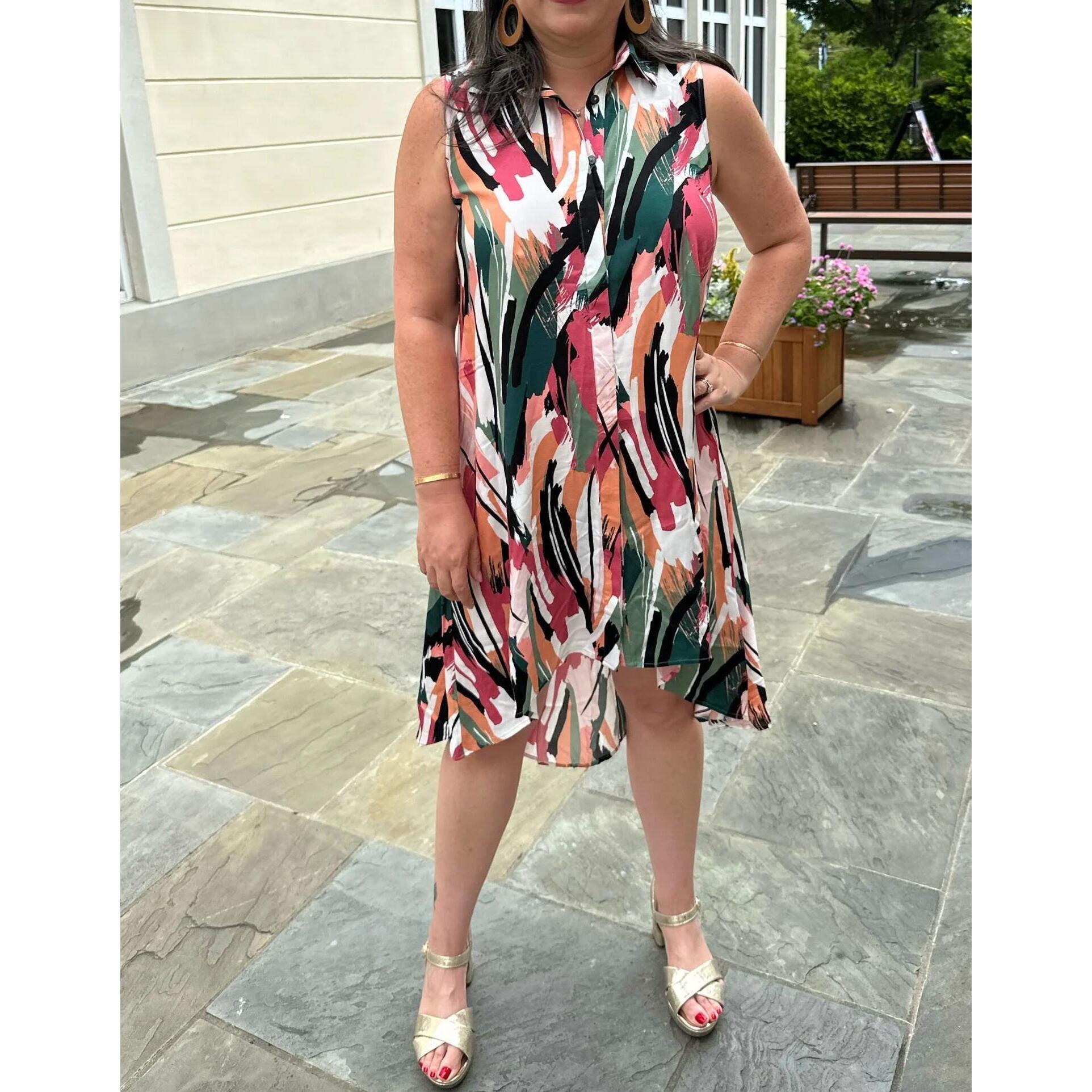 New Apricot High-Low Shirt Mini Dress In Green